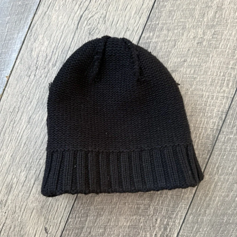 Y2K Illest Beanie Hat Black Knit Cuffed Logo Patch Streetwear Skull Cap Adult OS